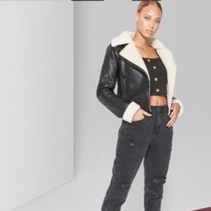 Wild Fable Moto faux leather  Sherpa lined jacket